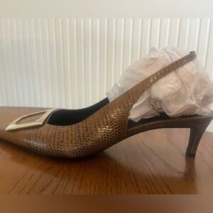 Escada Textured Brown Slingback Heels